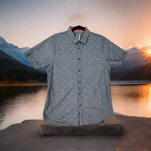 HOWE Button Up Shirt Mens Medium Anchor All Over Print AOP Short Sleeve Preppy